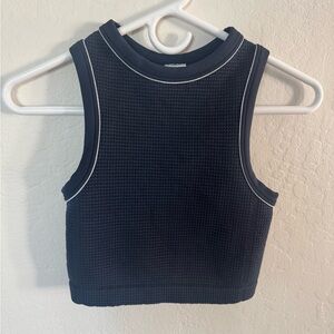 All in Motion Navy Textured Crop Athletic Top